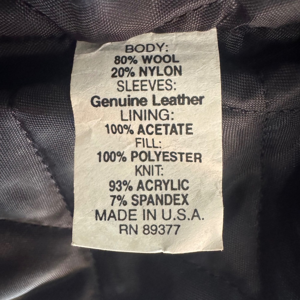 VTG Identity Inc Mighty Ducks Leather Wool Varsity Jacket Gray Made in USA Large - Picture 11 of 15